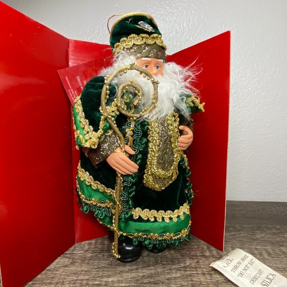 Home for the Holidays Visions of Santa Claus in Green Ornament 8" Christmas NWT - Picture 8 of 11